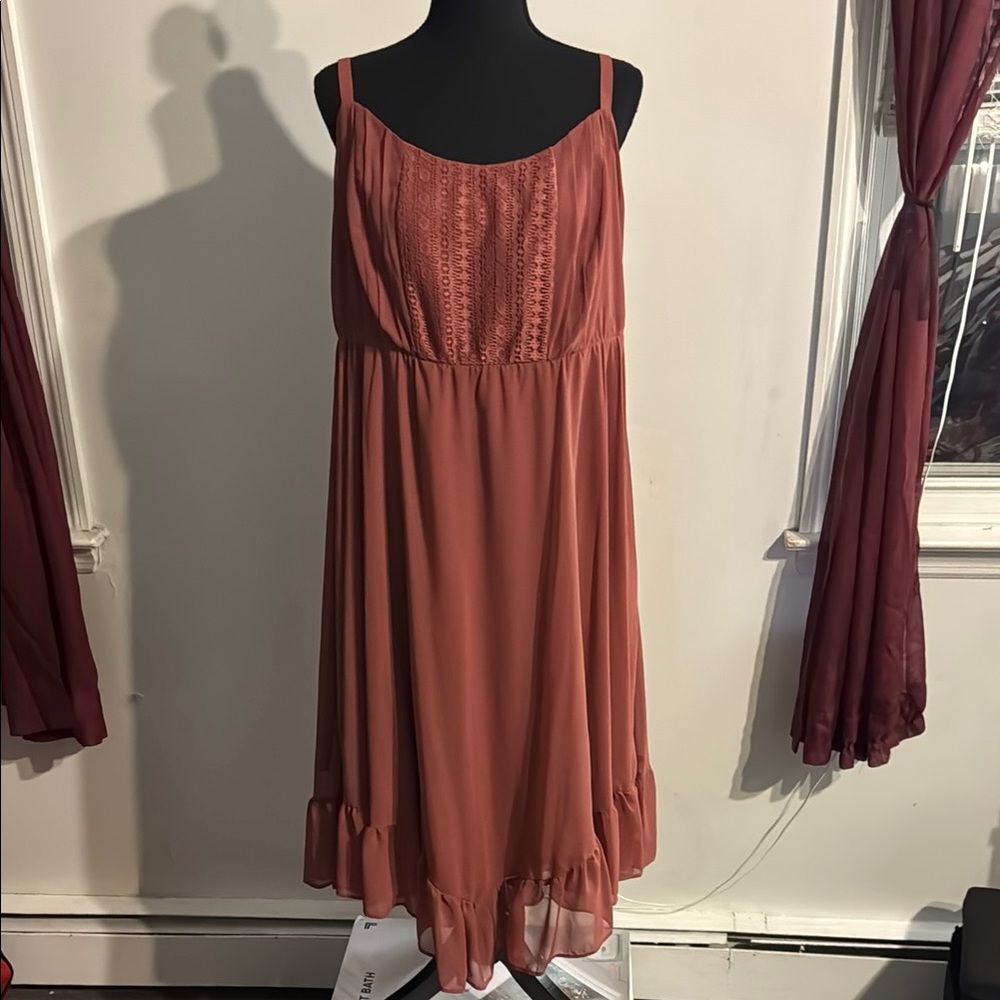 Elegant Terracotta Sleeveless Dress